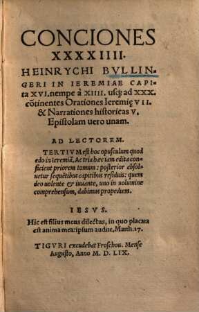 Conciones XXXXIIII in Jeremiae capita XVI : nempe a 14 usque ad 30 ...