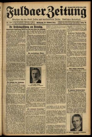 Erste Ausgabe vom Mittwoch, den 14. Oktober 1931.