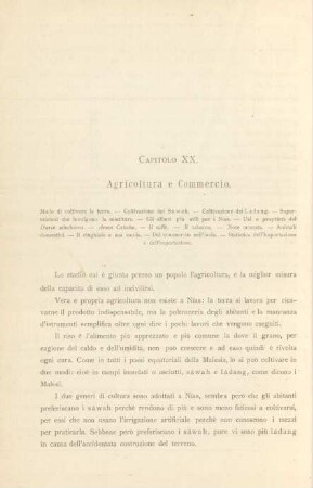 Capitolo XX. Agricoltura e commercio