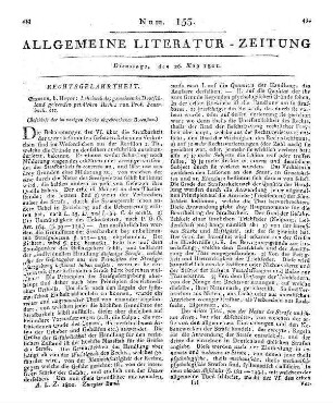 Feuerbach, P. J. A. von: Lehrbuch des gemeinen in Deutschland geltenden peinlichen Rechts. etc. (Beschluß der im vorigen Stück abgebrochenen Recension)