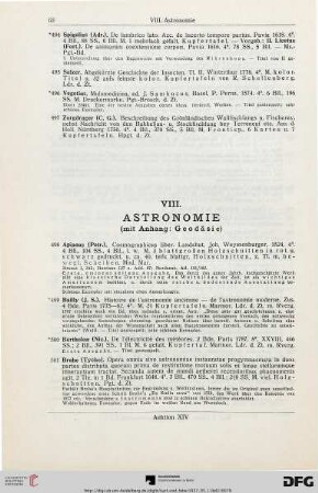 VIII. Astronomie (Nr. 498-563)