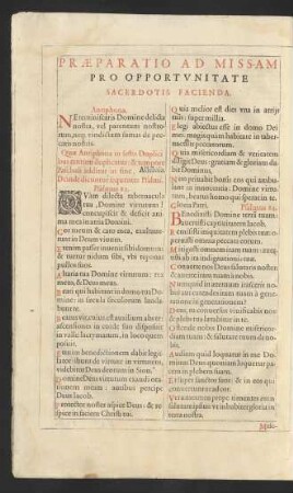 Praeparatio Ad Missam Pro Opportunitate Sacerdotis Facienda.