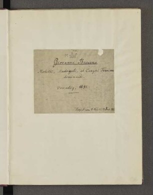 Motetti, Madrigali et Canzoni Francese (Venedig 1591)