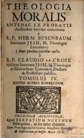 Theologia Moralis. 4 : [= Lib. 4]