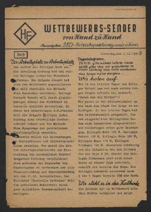Wettbewerbs-Sender' Nr.3/1951 (4. Dezember 1951)