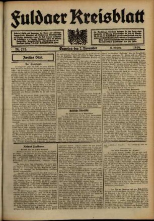 Zweite Ausgabe vom Samstag, den 07. November 1914.