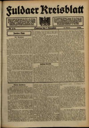 Zweite Ausgabe vom Samstag, den 07. November 1914.