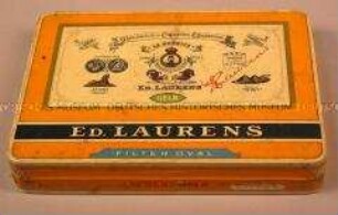 Blechdose für 50 Stück Zigaretten "Manufacture de Cigarettes Egyptiennes 'LE KHÉDIVE' ED. LAURENS GELB ED. LAURENS FILTER OVAL"