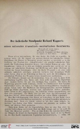 Der ästhetische Standpunkt Richard Wagner´s und seines nationalen dramatisch-musikalischen Kunstwerks [1]