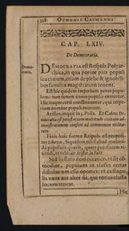 Cap. LXIV. De Democratia.