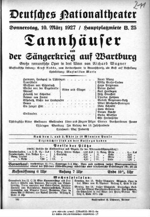 Tannhäuser und Der Sängerkrieg auf Wartburg