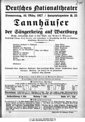 Tannhäuser und Der Sängerkrieg auf Wartburg