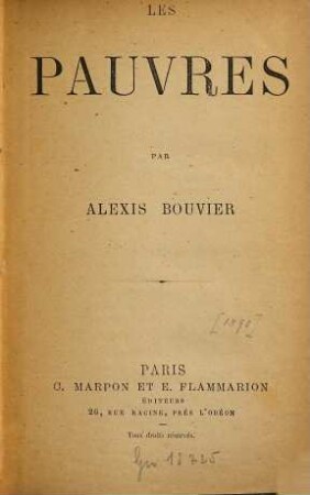 Les Pauvres : Par Alexis Bouvier