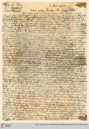 Korrespondenz von Alice und Ludwig Klein: Brief von Alice Klein an Kurt Klein, Irmgard Ehrlich und Max Klein