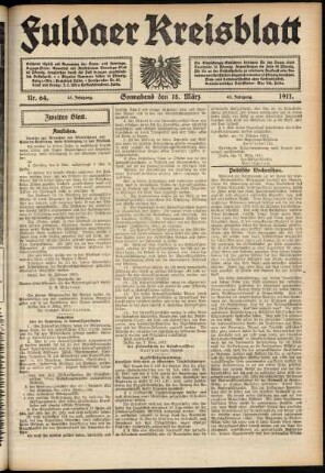 Zweite Ausgabe vom Samstag, den 18. März 1911.