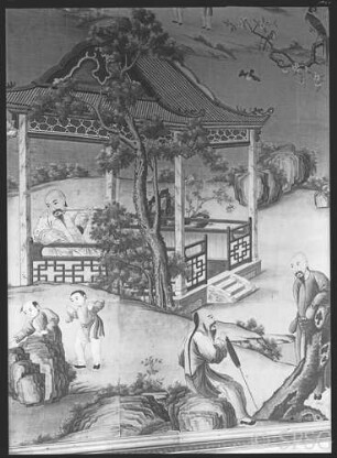 Berlin, Schloss Charlottenburg, Neuer Flügel, Sommerwohnung König Friedrich Wilhelm II., Kleine Galerie, R.: 319, chinesische Tapete.
