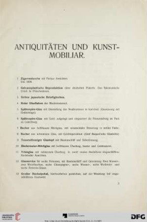 Antiquitäten und Kunst-Mobiliar (Nr. 1-181e)