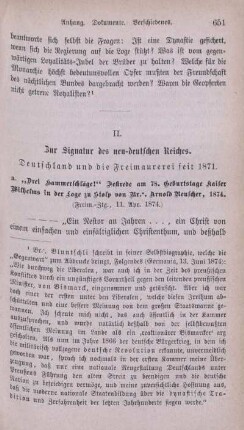 II. Zur Signatur des neu-deutschen Reiches.