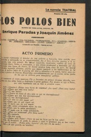 Los pollos bien : sainete en tres actos