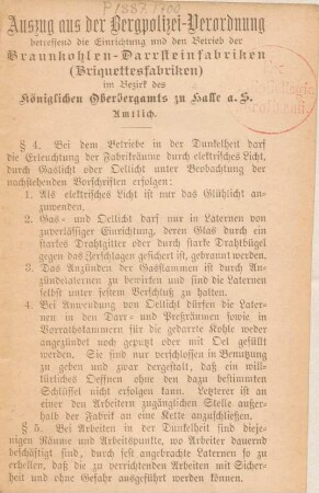 Auszug aus der Bergpolizei-Verordnung
