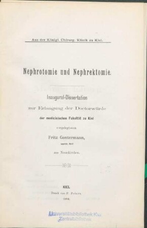 Nephrotomie und Nephrektomie