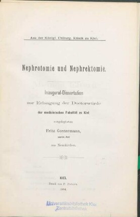 Nephrotomie und Nephrektomie