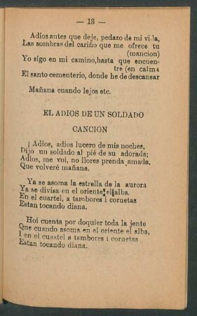 El adiós de un soldado : Canción