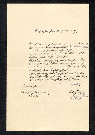 Brief von Theodor Heuglin an Ferdinand Krauss