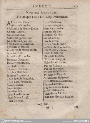 INDEX I. NOMINA AUTORUM, So in diesem TOMO TERTIO angezogen werden.