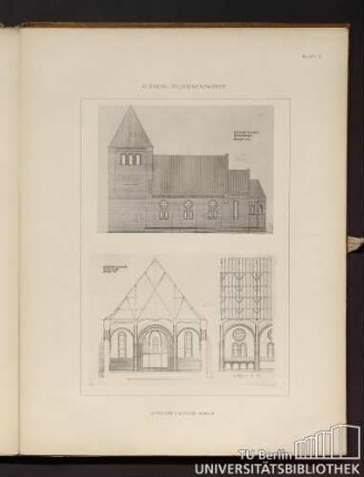 Blatt 16. Entwurf zu einer romanischen Kirche 1:100. Entwurf zu einer romanischen Kirche 1:50.