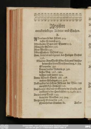 Register merckwürdiger Wörter und Sachen.