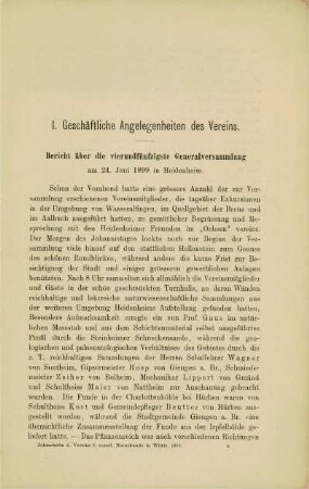 Bericht über die vierundfünfzigste Generalversammlung am 24. Juni 1899 in Heidenheim