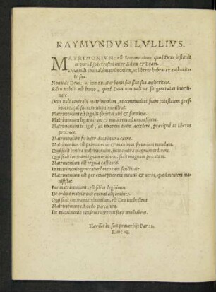 Raymundus Lullius.