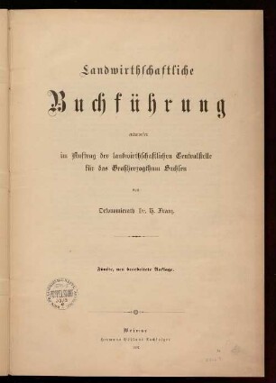Landwirthschaftliche Buchführung