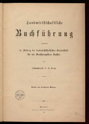 Landwirthschaftliche Buchführung
