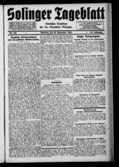 Solinger Tageblatt : die Nachmittagszeitung der Klingenstadt : aelteste Tageszeitung im Stadtkreis Solingen