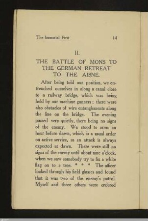 II. The battle of Mons to the German retreat to the Aisne