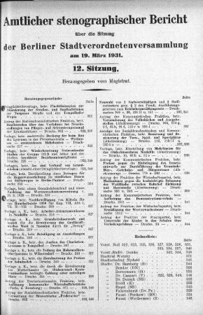Sitzung 12, 19. März 1931
