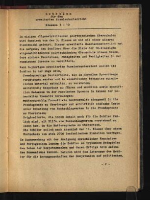 Lehrplan für den erweiterten Russischunterricht Klassen 3 - 10