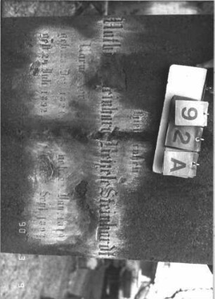 Grabstein 92 (Index: 99786748) Besonderheit: Formblatt nicht vorhaden: Grabstein 92A