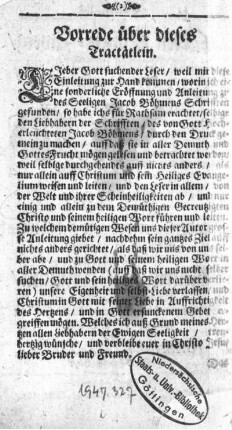 Vorrede über dieses Tractätlein.