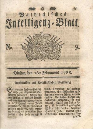 No. 9. Dinstag den 16ten Februarius 1788