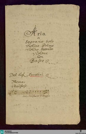 Son maestra del villaggio - Don Mus.Ms. 1700 : S, strings; B|b
