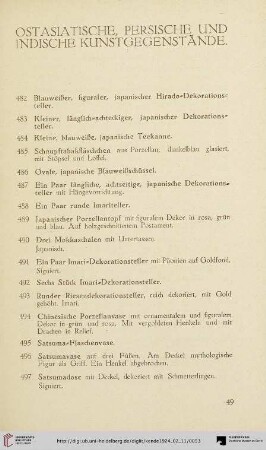 Ostasiatische, Persische und Indische Kunstgegenstände (Nr. 482-639)