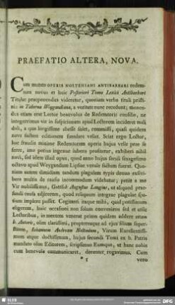 Praefatio Altera, Nova