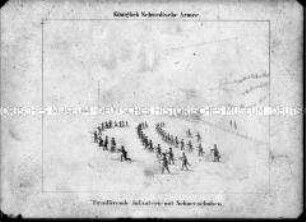 Darstellung schwedischer Soldaten mit Schneeschuhen