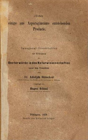 Über einige aus Asparaginsäure entstehenden Producte