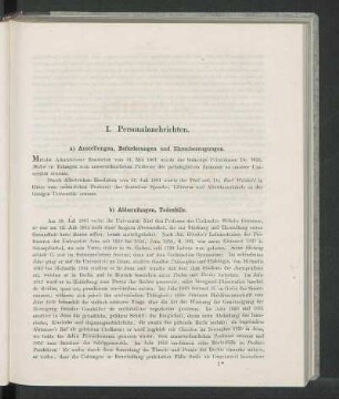 I. Personalnachrichten.
