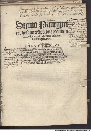 Sermo panegyricus de S. Apost. Paulo