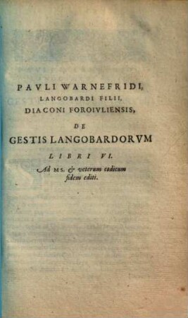 De gestis Langobardorum : libri VI.